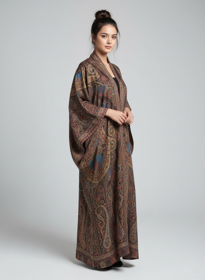 Pashmina Abaya Kimono – Midnight Rust Heritage